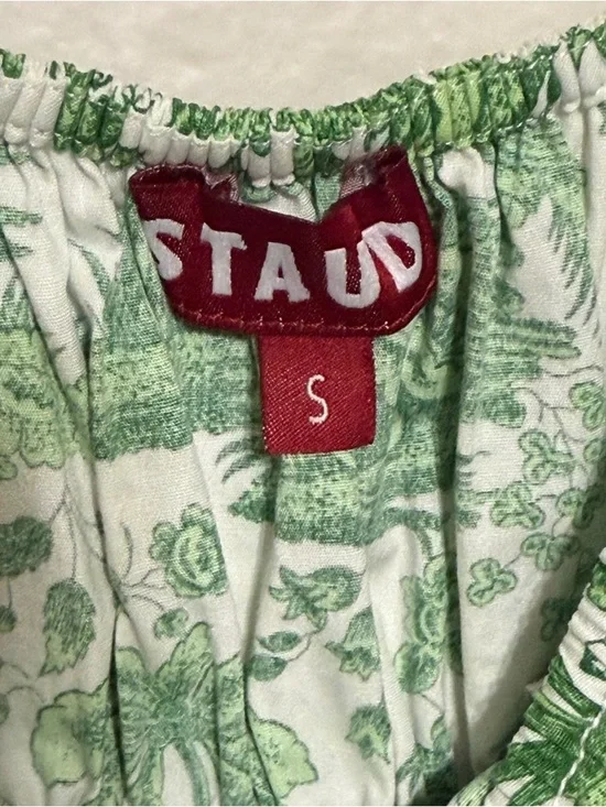 Staud Faye Puff Sleeve Mini Dress Green Tropical Toile Chinoiserie Print Small - Picture 6 of 14